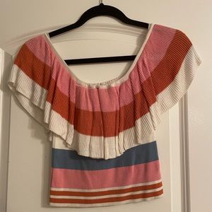 Forever 21 striped off shoulder tank top/crop top